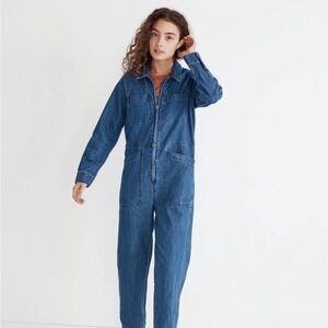 Madewell Garment-Dyed Denim Crop Coverall Jumpsuit - Medium